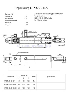 Гидроцилиндр КГЦ 584-02.50-30-600